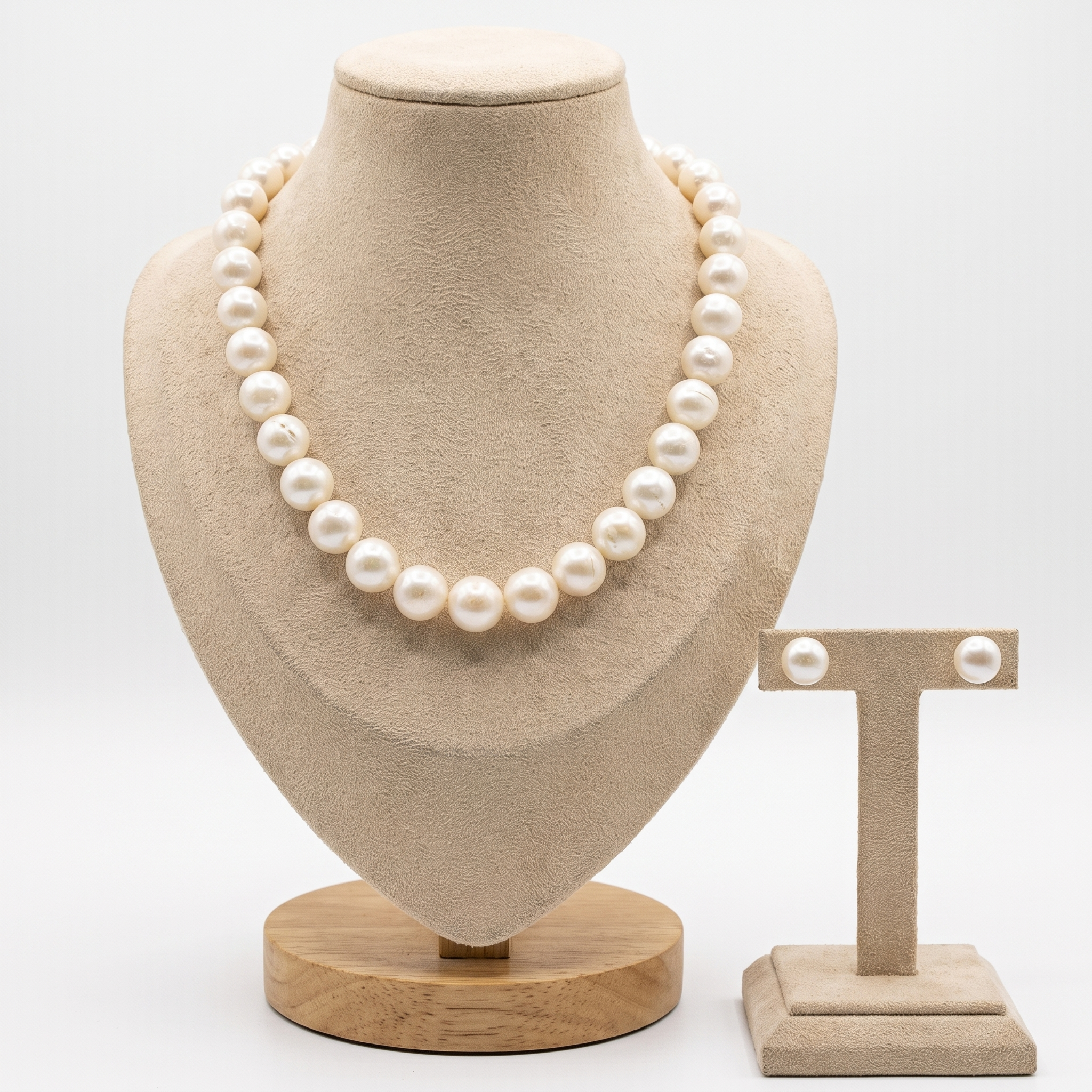 White Pearl Set - 12 to 16mm Roundish Pearls - AA Quality