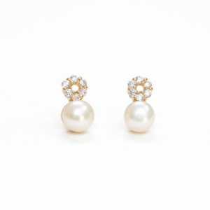 Stylish Pearl Studs in American Diamonds