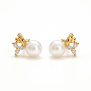 Fashionable Pearl Studs in American Diamonds
