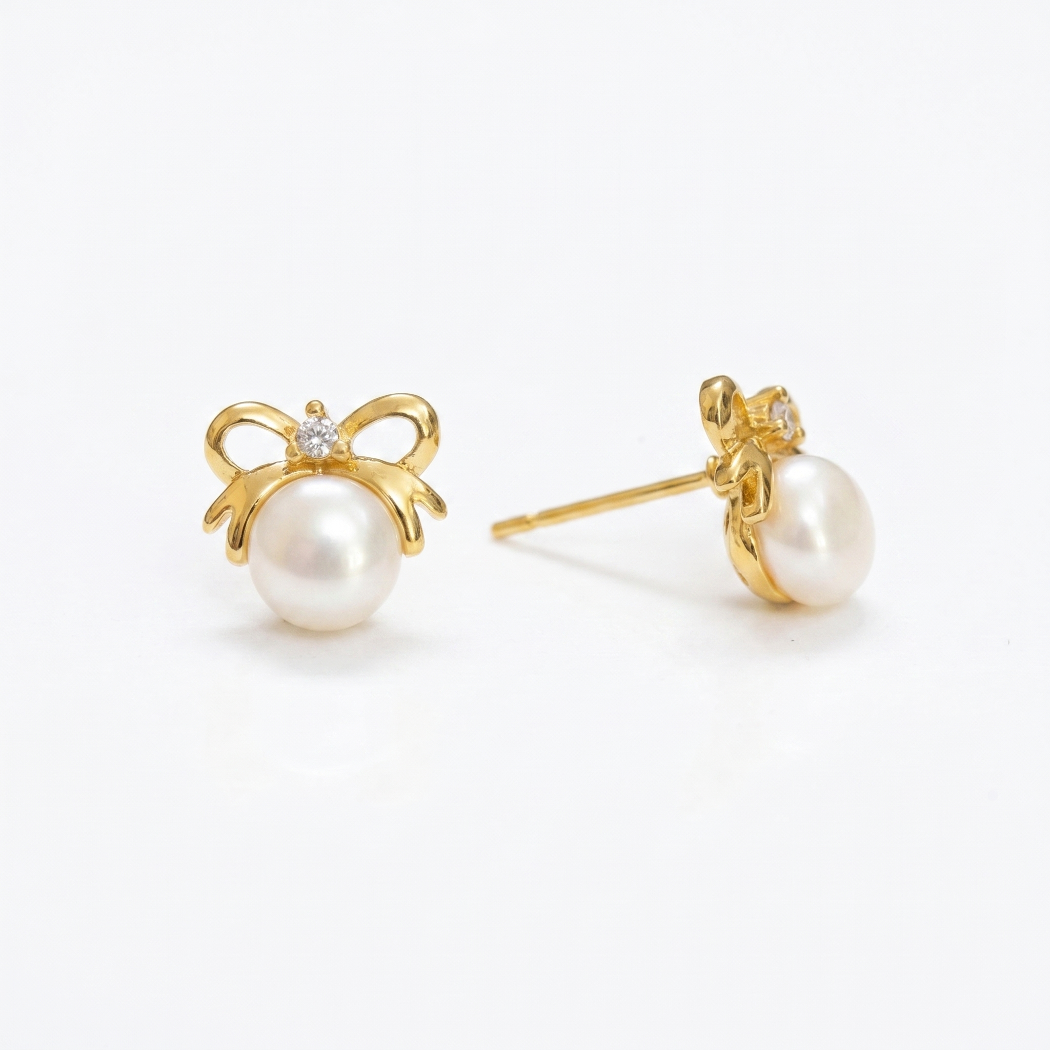 Pretty Butterfly Pearl Studs in Golden Colour Korean Metal