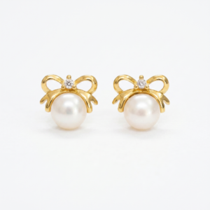 Pretty Butterfly Pearl Studs in Golden Colour Korean Metal