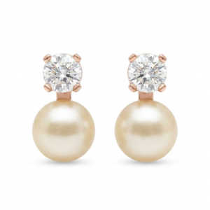 Cute Pearl Studs in Pink Pearls and Rose Gold Metal