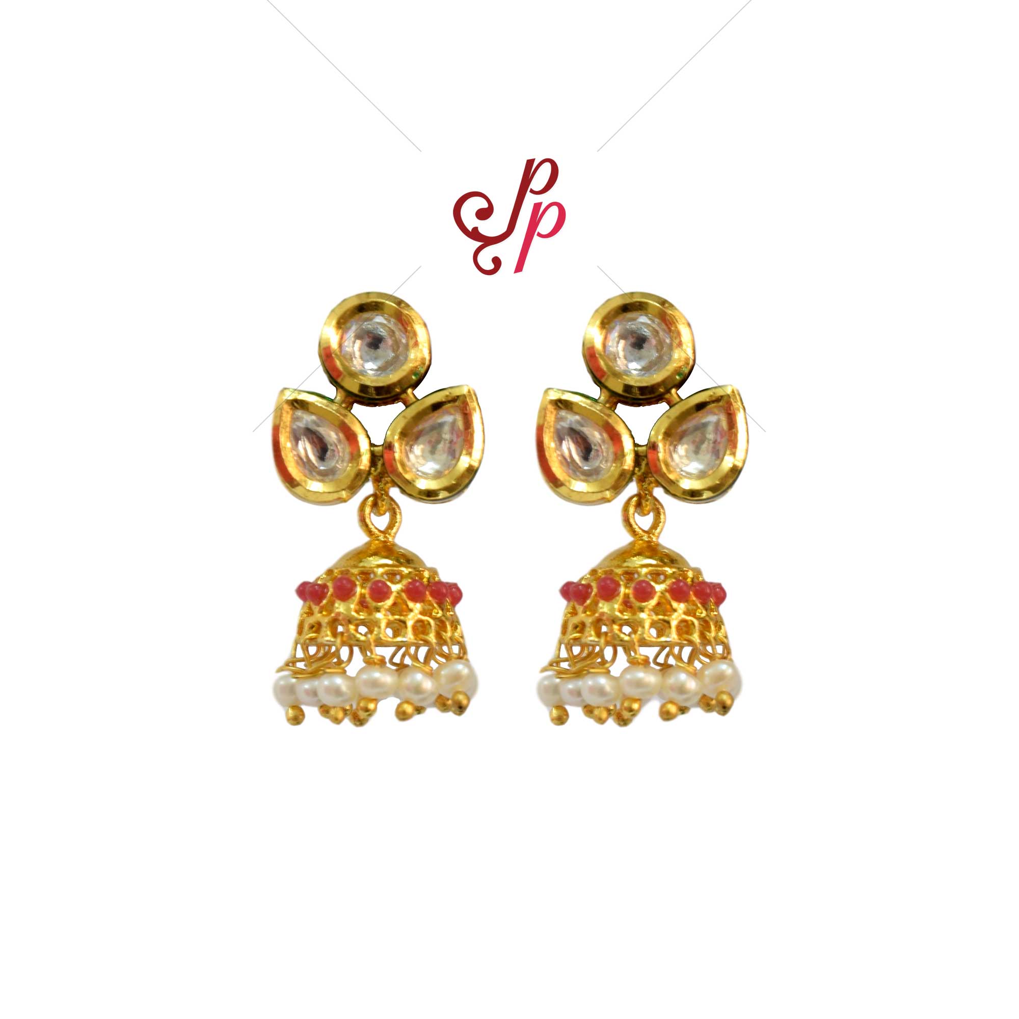 Pearl Jhumkas in Seed Pearls and Beautiful Real Kundans