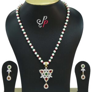 Pearl set in different and beautiful triangle shaped pendant 