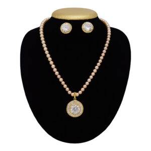 Simple and Pretty Pink Pearl Necklace Set