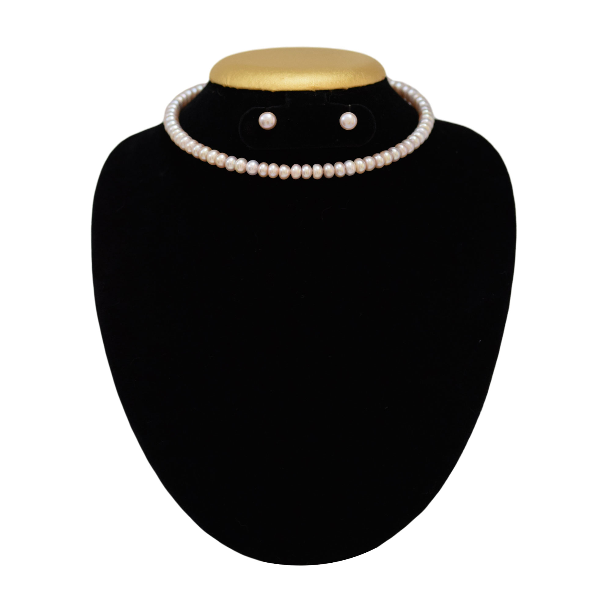 Stylish Pearl Band Choker in 7.5mm Pink Semi Round Pearls
