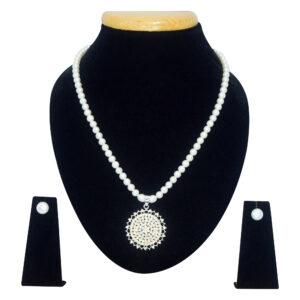 Dazzling AD-Studded 5mm White Pearls Necklace