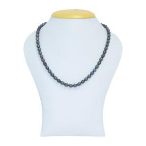 Well crafted 18inch deep brown 6.5mm oval pearl necklace with a green tinge