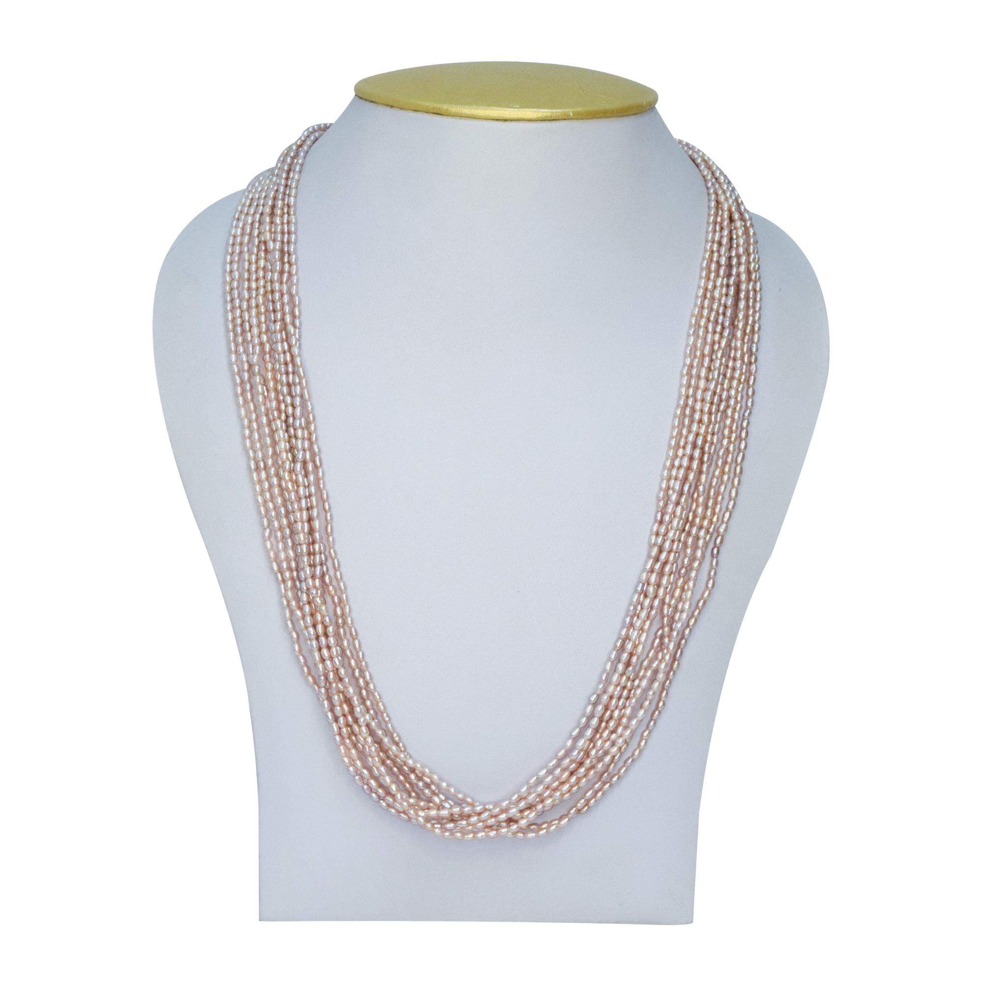 Radiant & Lavish 15 Strands Lavender Rice Pearls Mala