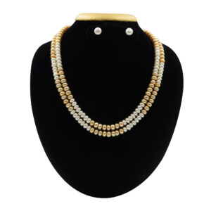 Ethereal 20inches Dual Layer White & Champagne Pearls Necklace