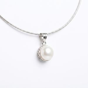 Simple 925 Silver Pendant With 10.5mm White Button Pearl