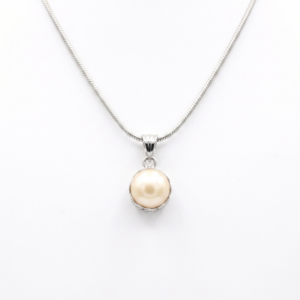 Classy 925 Silver Pendant With 10.5mm Peach Button Pearl