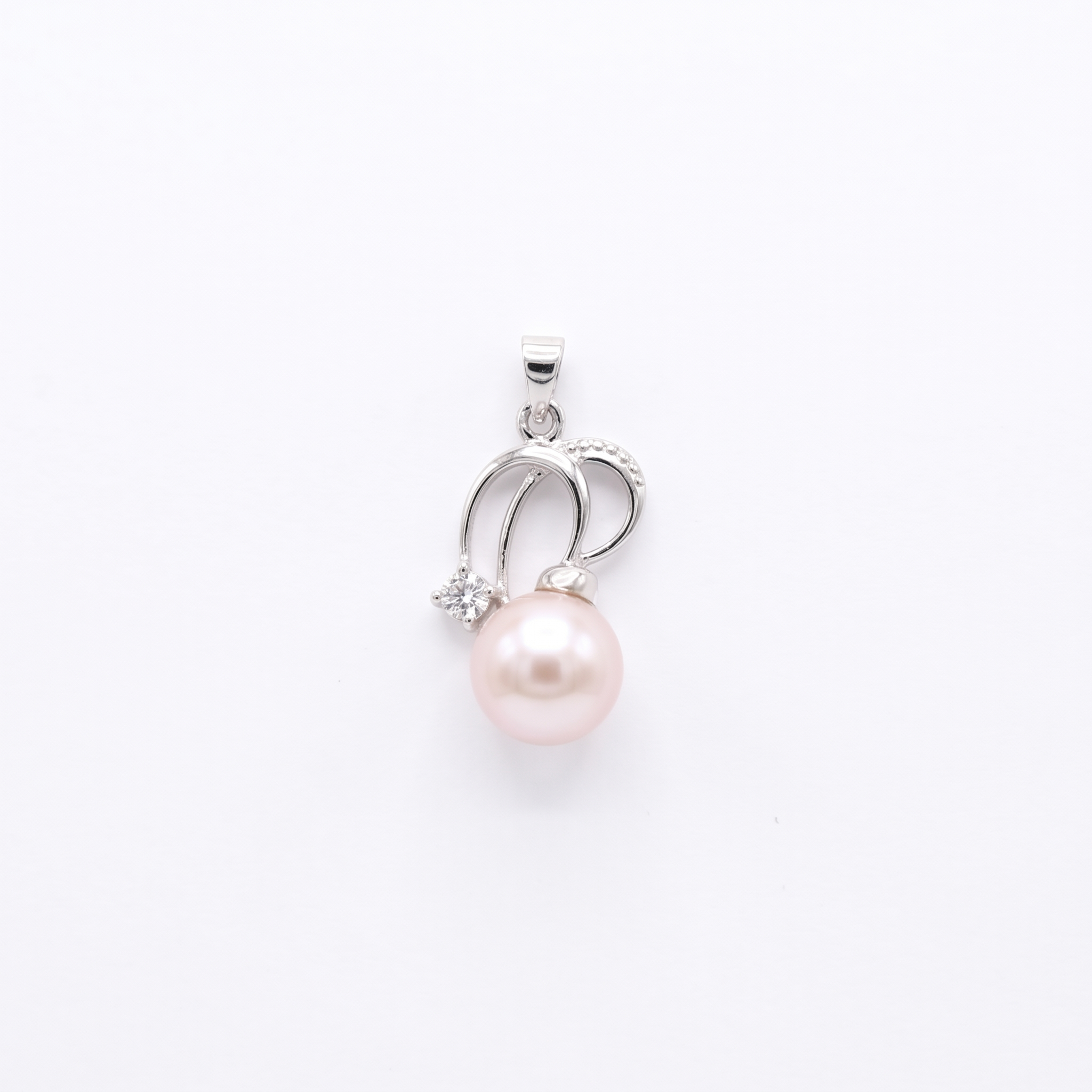 Surreal Pendant Accentuated With 10.5mm Round Pink Pearl & CZ