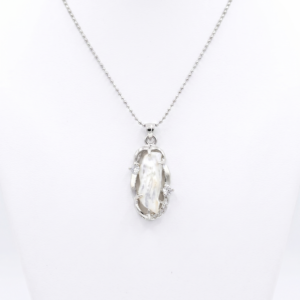 Artistic Silver Finish Pendant Accentuated With White Baroque Pearl & CZ