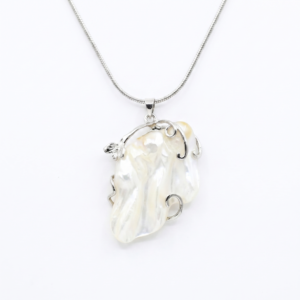 Exquisite Silver Finish Pendant Accentuated With Large White Baroque Pearl