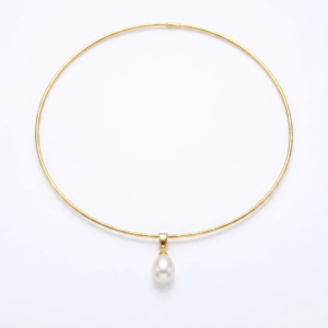 Lustrous Gold Finish Pendant Accentuated With 7mm Oval White Pearl