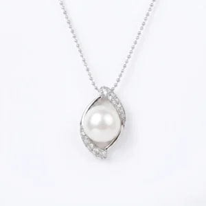 Eternal CZ Pendant Studded With 11mm White Button Pearl