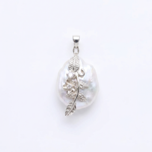 Gleaming White Baroque Pearl Pendant With Decorative 925 Silver Anchor & CZ