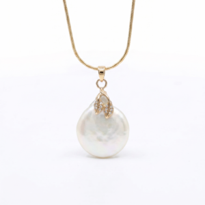 Radiant White Baroque Pearl Pendant With Decorative 925 Silver Anchor