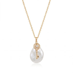 Gorgeous White Baroque Pearl Pendant With Decorative 925 Silver Anchor