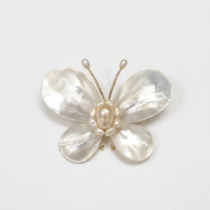 Dreamy Butterfly Brooch With Mother of Pearl & Oval Pearls