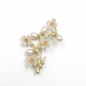 Surreal Floral Brooch Enhanced With White Oval Pearls