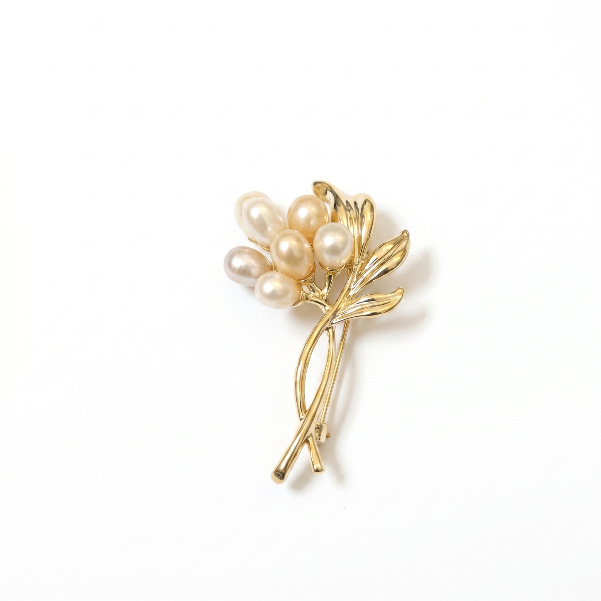 Elegant Floral Brooch Enhanced With Multicoloured Oval Pearls