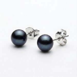 Classic Black Pearl Studs with 925 Silver Stem