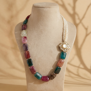 Baroque Pearl Necklace With Polki Pendant - Hero