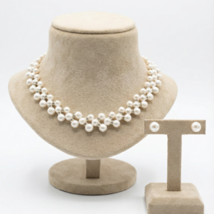 The White Empress Woven Pearl Necklace & Studs Set